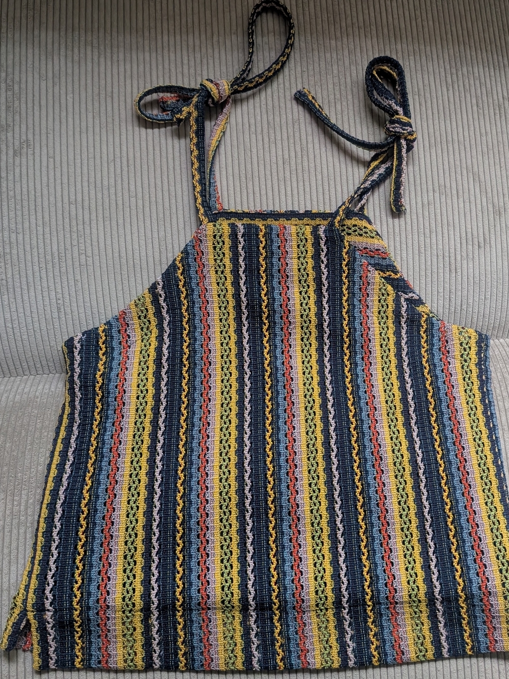 Madewell Texture And Thread Striped Tie-Shoulder Knit Tank - Picture 4 of 5